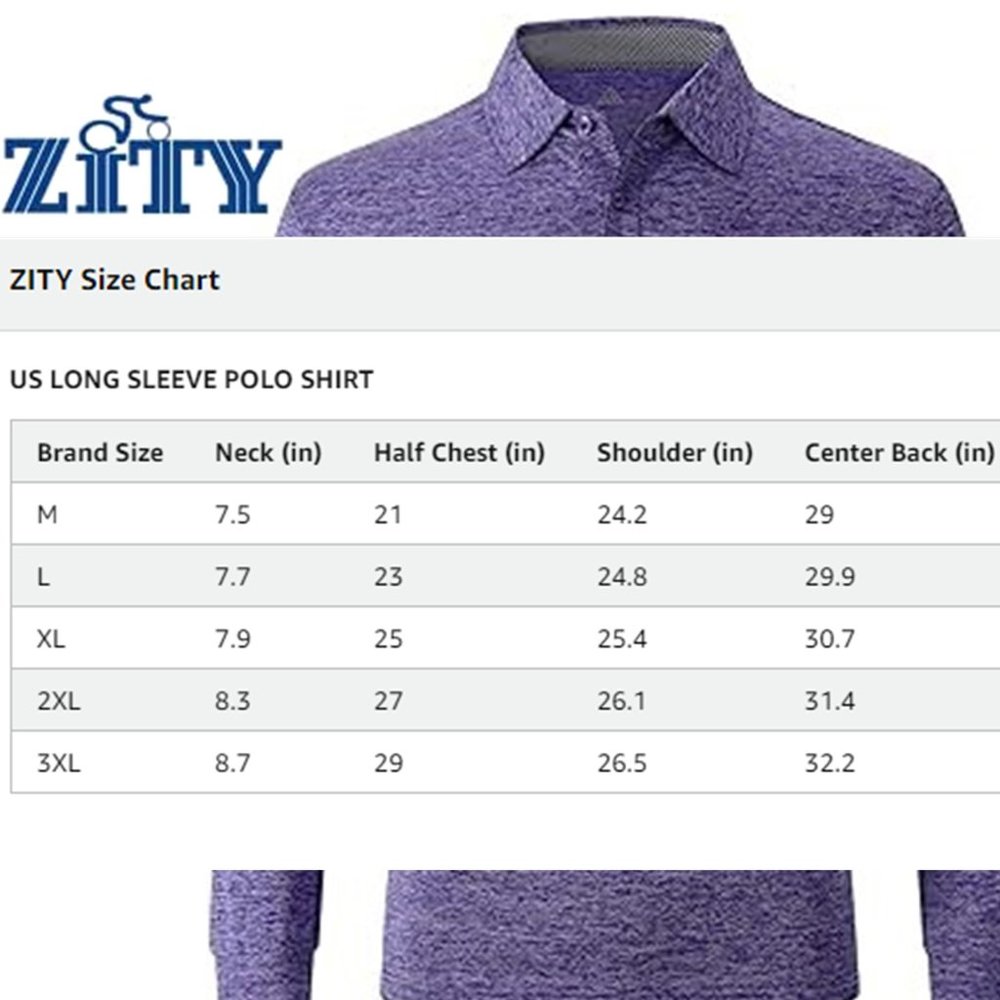 ZITY Mens Long Sleeve Sports Golf Tennis Polo Shirt   NEW!!! - Picture 12 of 12